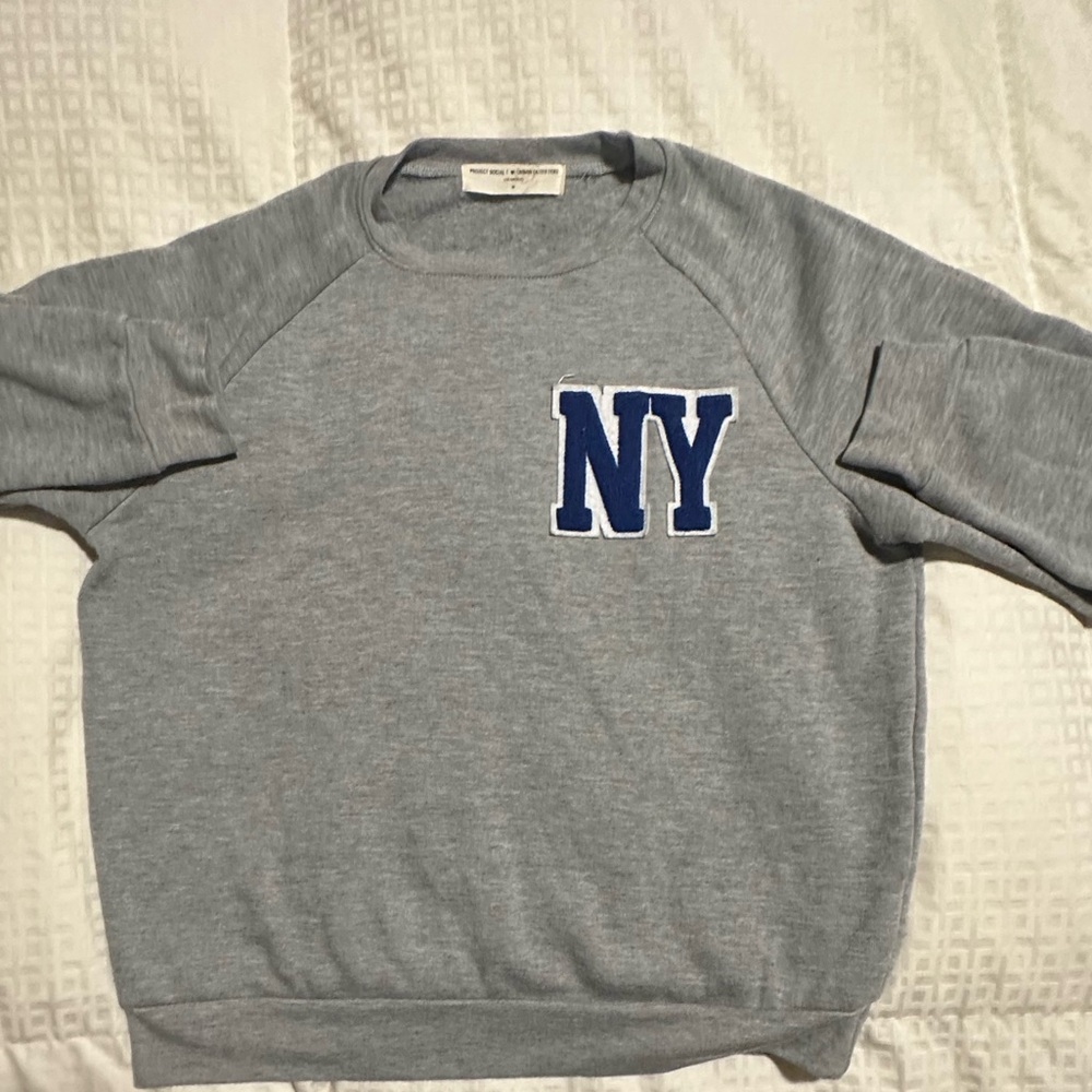 Project Social T Gray Sweatshirt with Blue NY Print